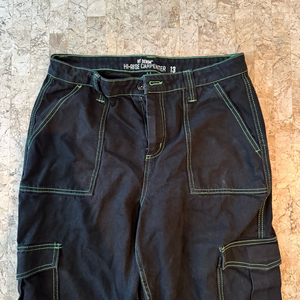 High Rise Black Jeans with Textured Denim